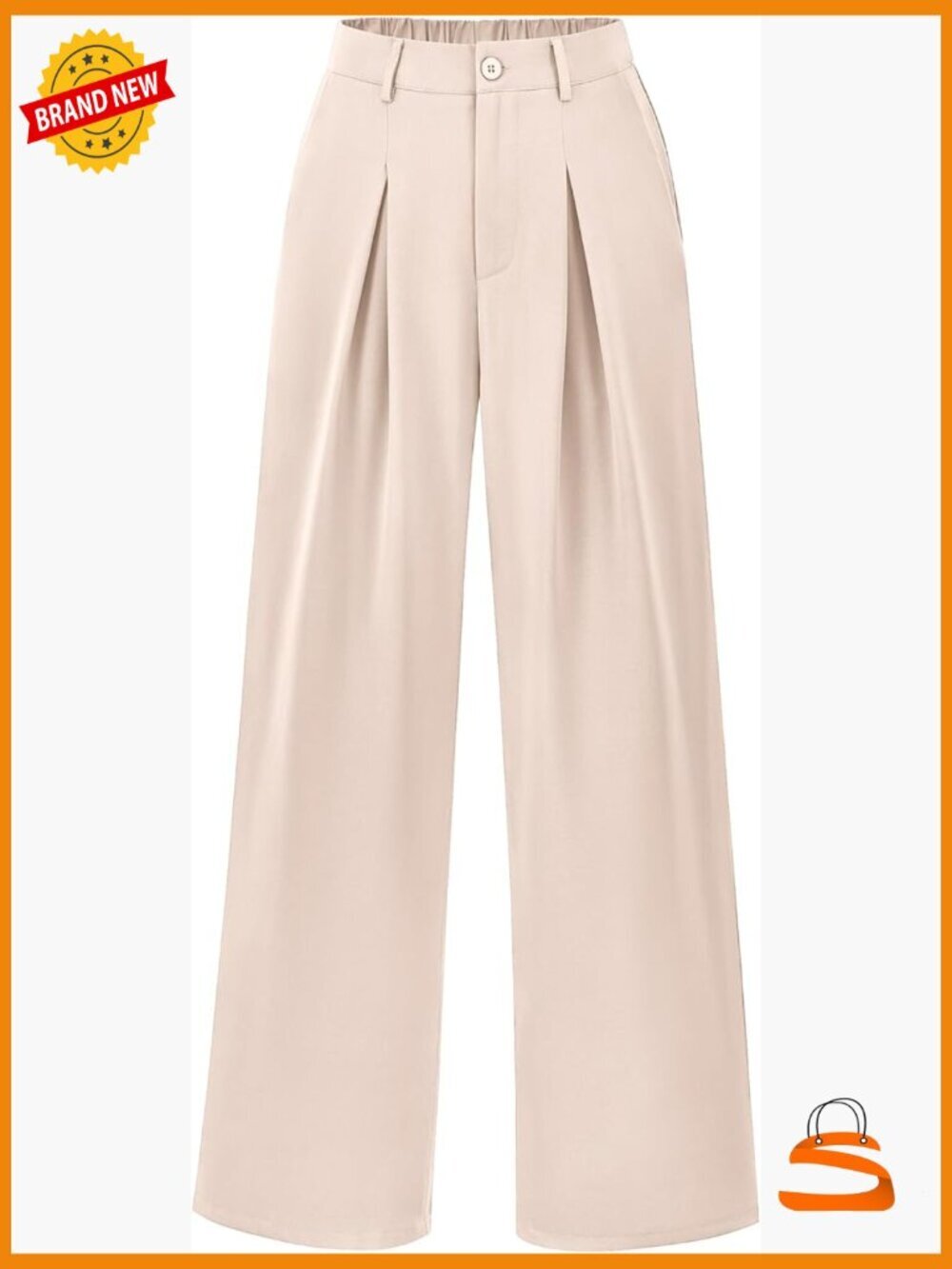 High Waist Wide Leg Palazzo Pants Elastic Back Pleated Front Pockets